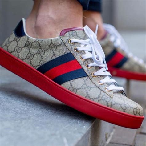 gucci shoes blue red|Gucci red bottom sneakers.